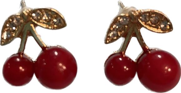 unknown Jewelry - Rhinestone Red Cherry Design Stud Fashion earrings - NEW -